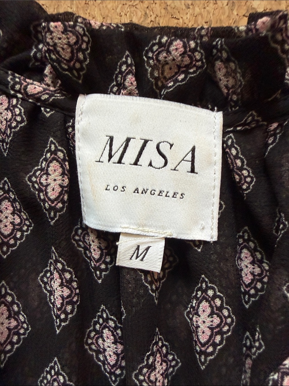 Misa Los Angeles Black Diamond-Print Ruffled Nightgown - Picture 4 of 4